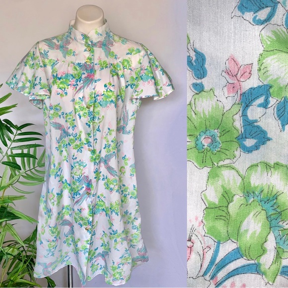 v i n t a g e :: Phoenix Floral Cottagecore Cotton Robe Nightgown - Picture 13 of 13